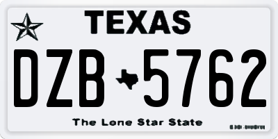 TX license plate DZB5762
