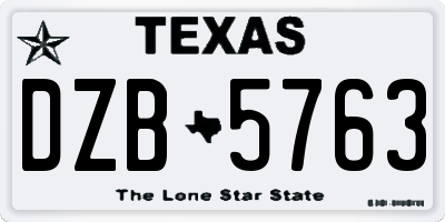 TX license plate DZB5763