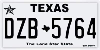 TX license plate DZB5764