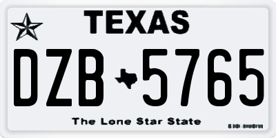 TX license plate DZB5765