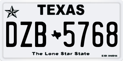 TX license plate DZB5768