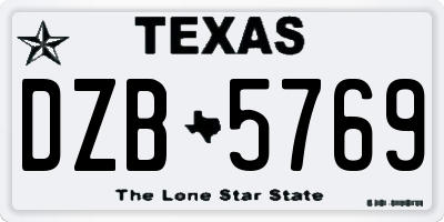 TX license plate DZB5769