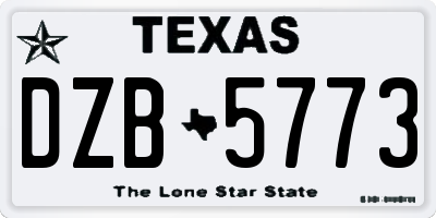 TX license plate DZB5773