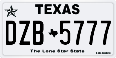 TX license plate DZB5777