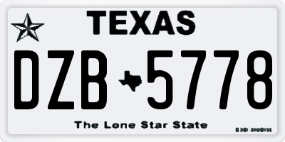 TX license plate DZB5778