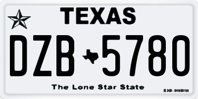 TX license plate DZB5780