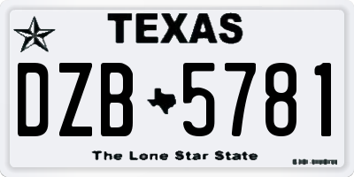 TX license plate DZB5781
