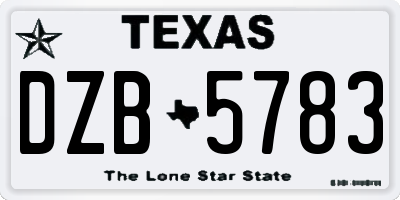 TX license plate DZB5783