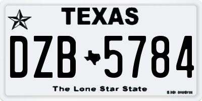 TX license plate DZB5784