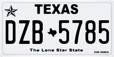 TX license plate DZB5785