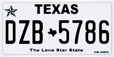 TX license plate DZB5786