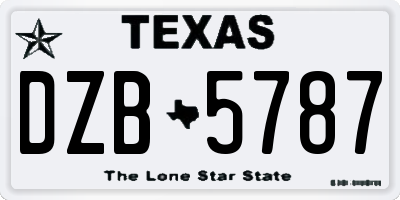 TX license plate DZB5787