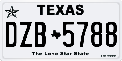 TX license plate DZB5788