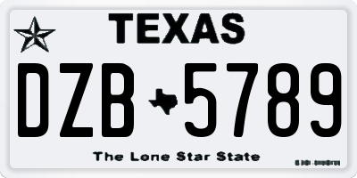 TX license plate DZB5789