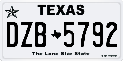 TX license plate DZB5792