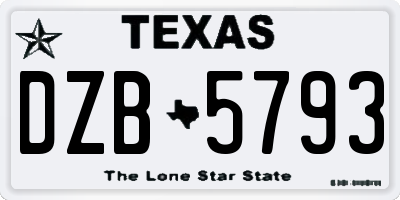 TX license plate DZB5793