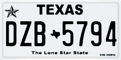 TX license plate DZB5794