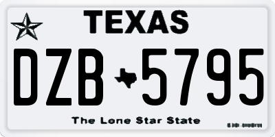 TX license plate DZB5795