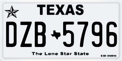 TX license plate DZB5796