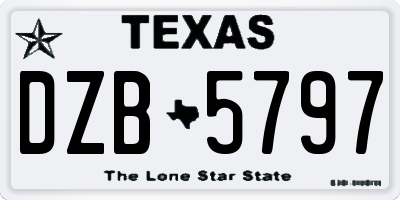 TX license plate DZB5797