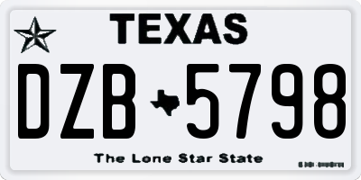 TX license plate DZB5798