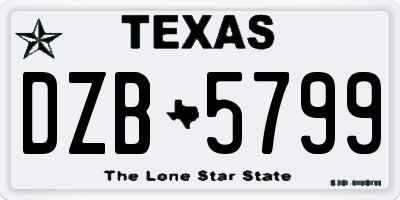TX license plate DZB5799
