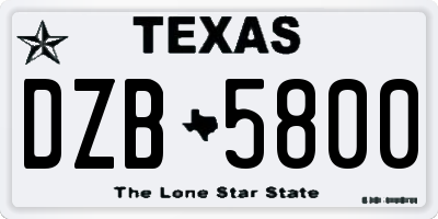 TX license plate DZB5800