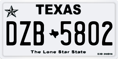 TX license plate DZB5802