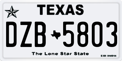 TX license plate DZB5803