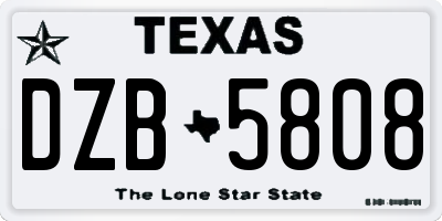 TX license plate DZB5808