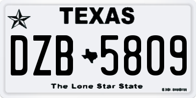 TX license plate DZB5809
