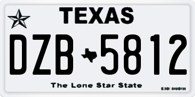 TX license plate DZB5812
