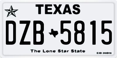 TX license plate DZB5815