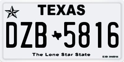 TX license plate DZB5816