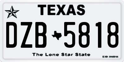 TX license plate DZB5818