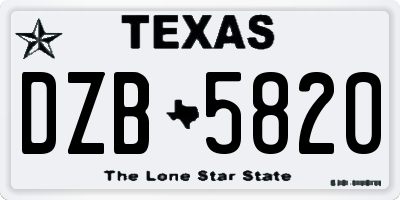 TX license plate DZB5820