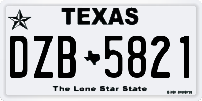 TX license plate DZB5821