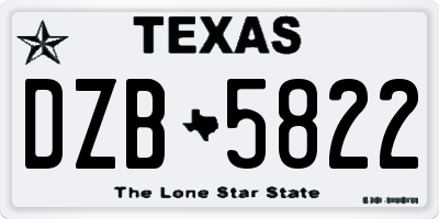 TX license plate DZB5822