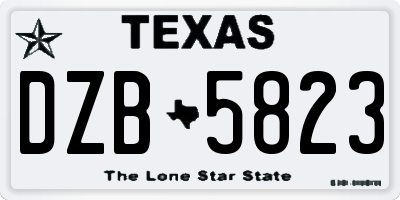 TX license plate DZB5823