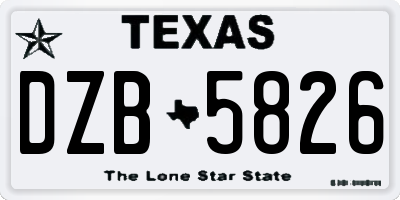 TX license plate DZB5826