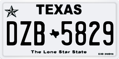 TX license plate DZB5829