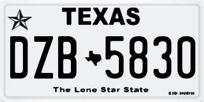 TX license plate DZB5830
