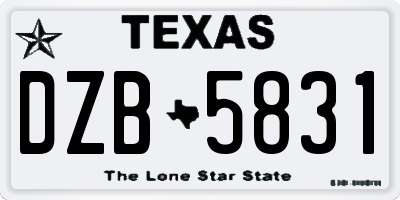 TX license plate DZB5831