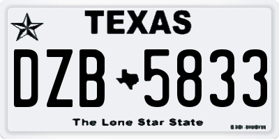 TX license plate DZB5833