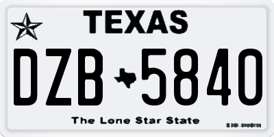TX license plate DZB5840