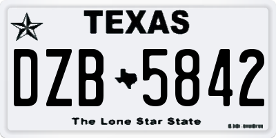 TX license plate DZB5842