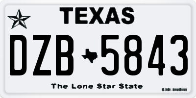 TX license plate DZB5843