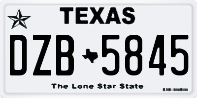 TX license plate DZB5845