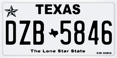 TX license plate DZB5846