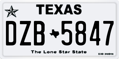 TX license plate DZB5847